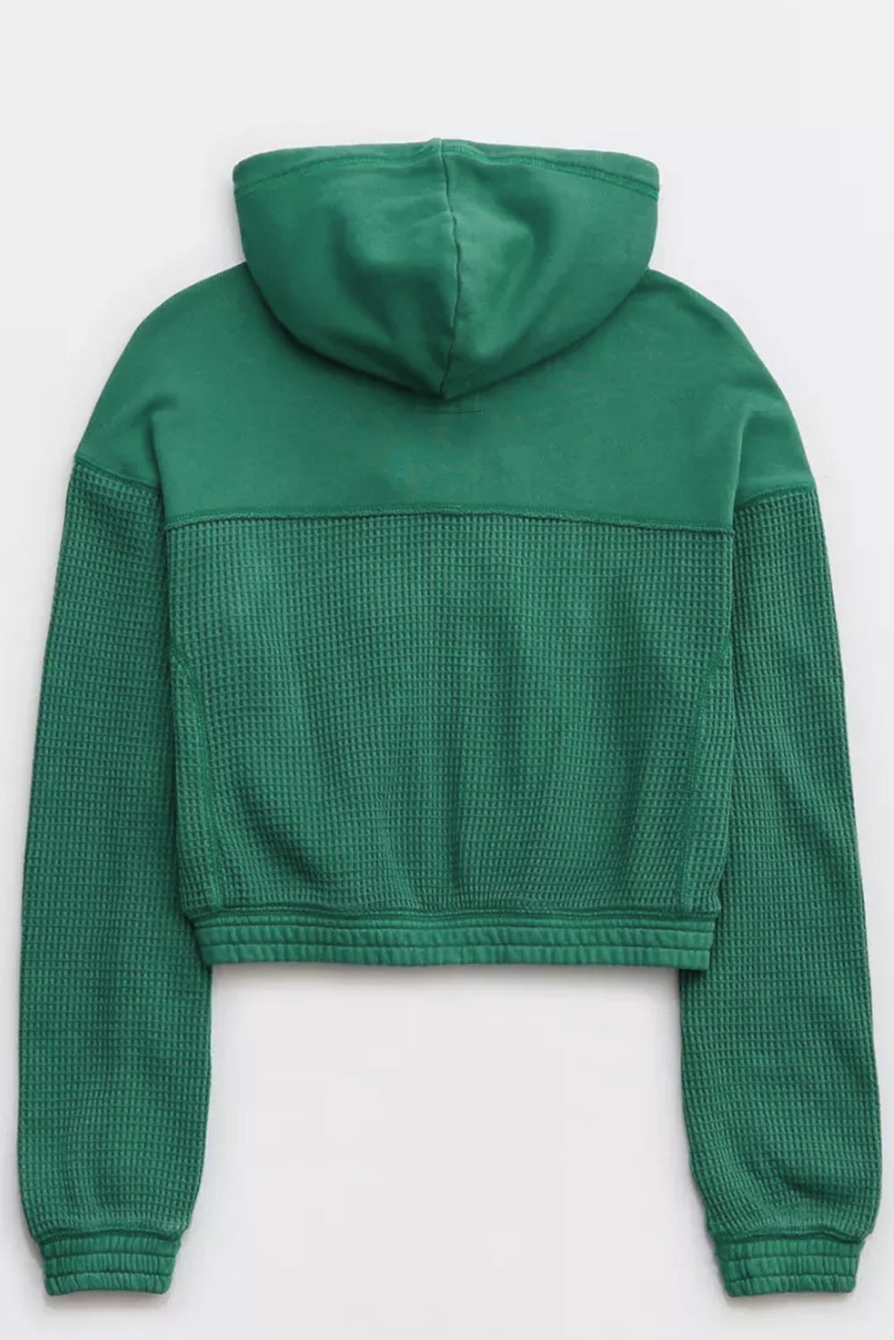 Blackish Green Waffle Knit Hooded Jacket and Shorts Outfit