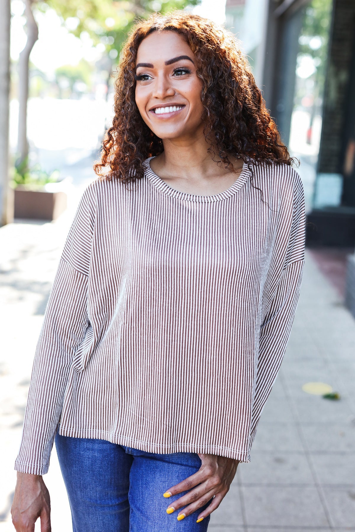 Hello Beautiful Camel Rib Dolman Sweater Top