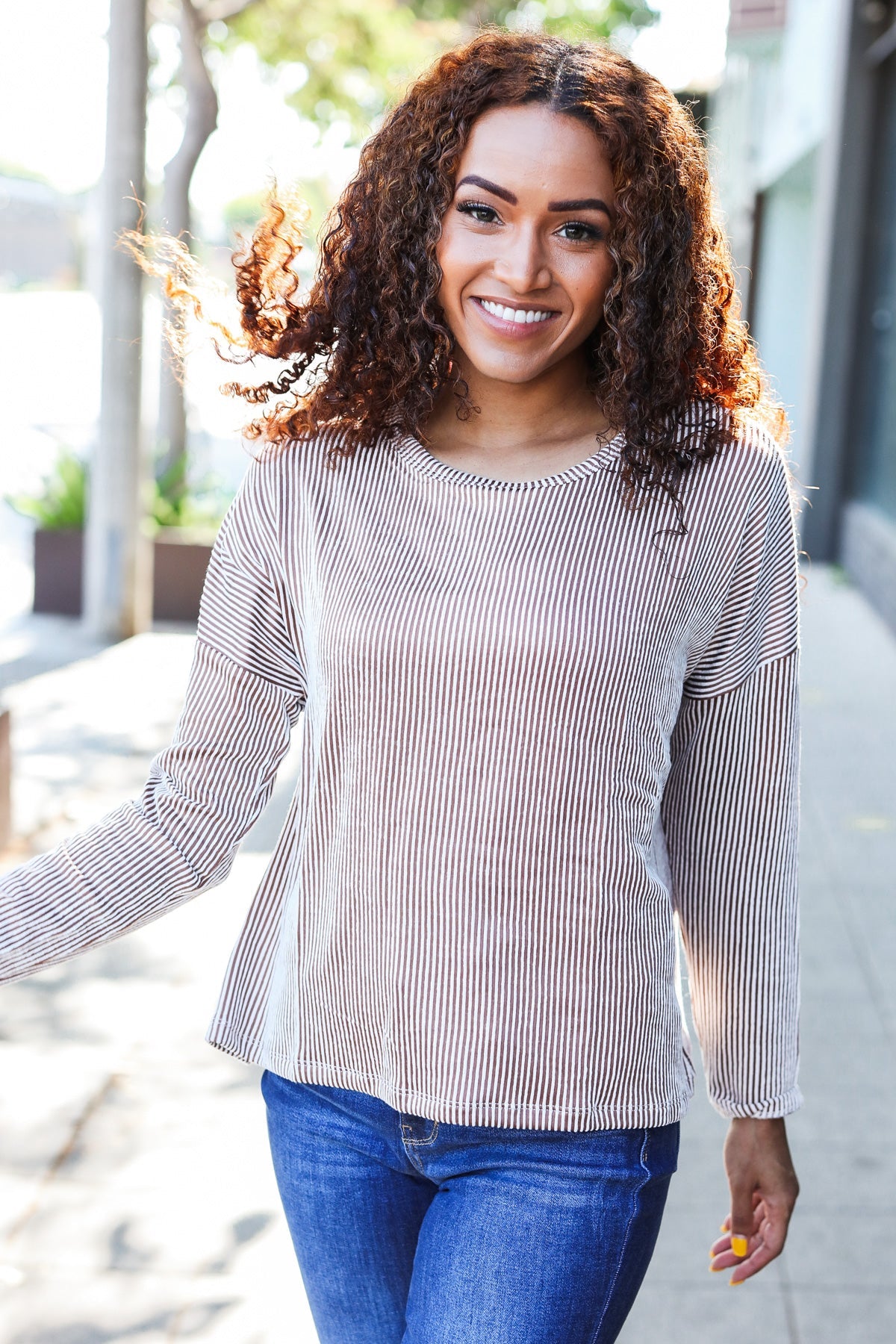 Hello Beautiful Camel Rib Dolman Sweater Top