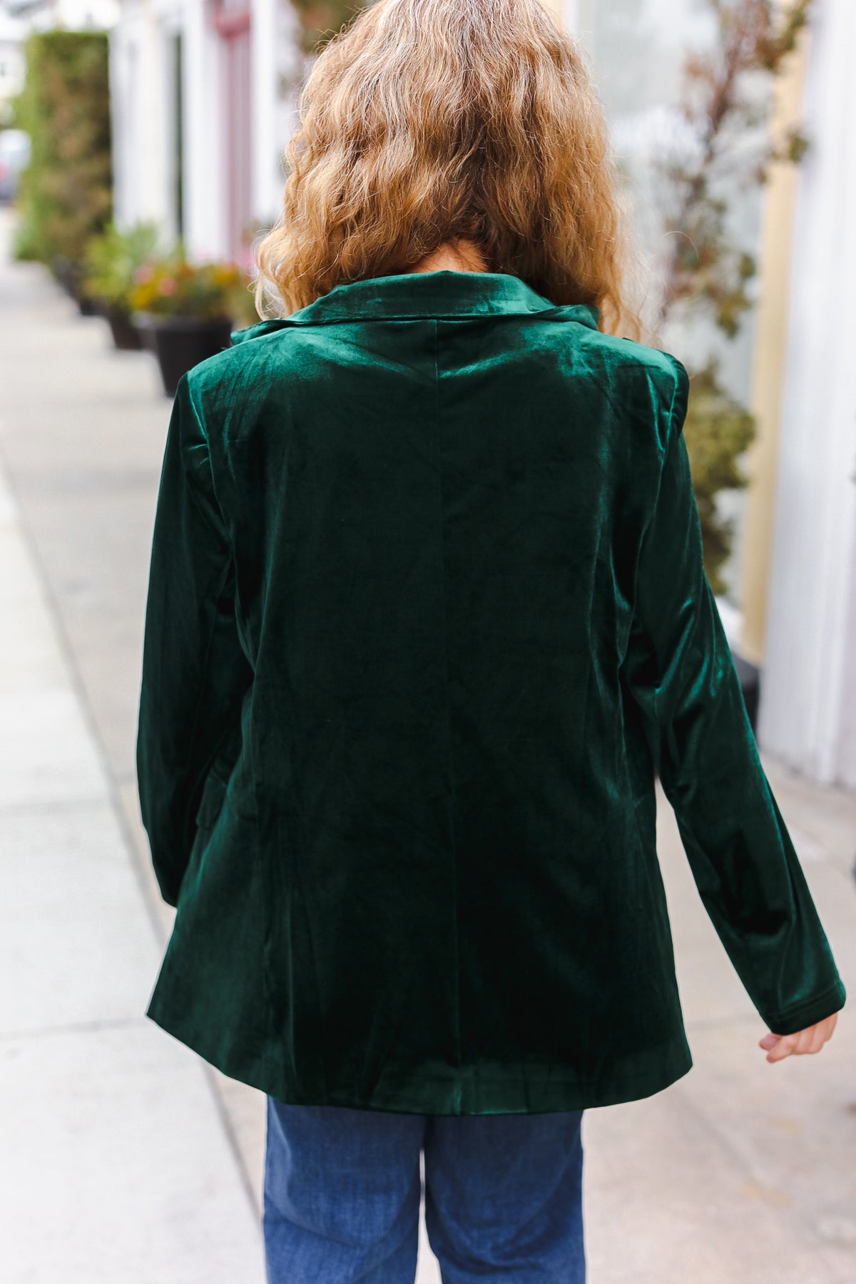 Holiday Stunner Hunter Green Velvet Lapel Blazer