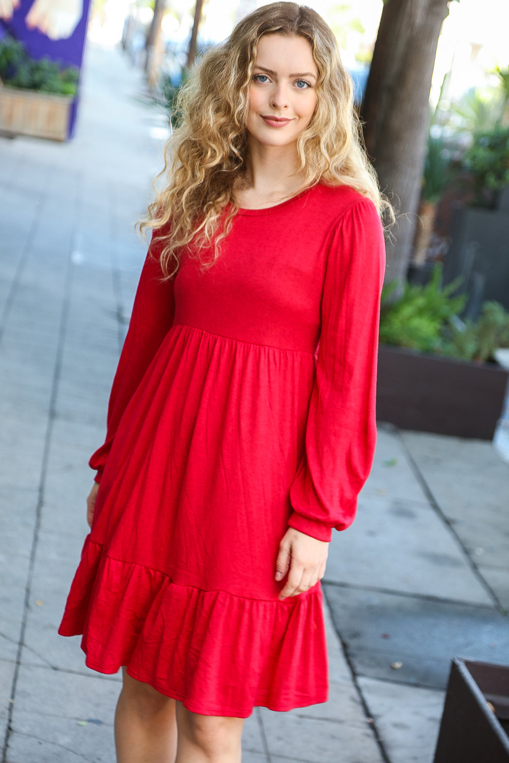 Lady In Red Hacci Fit & Flare Ruffle Dress