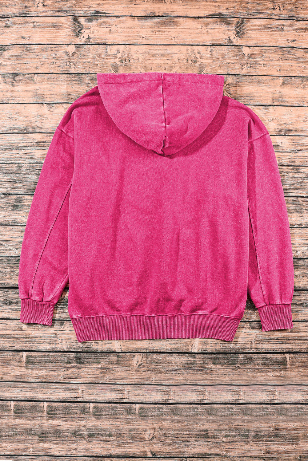 Bright Pink Vintage Wash Kangaroo Pocket Hoodie