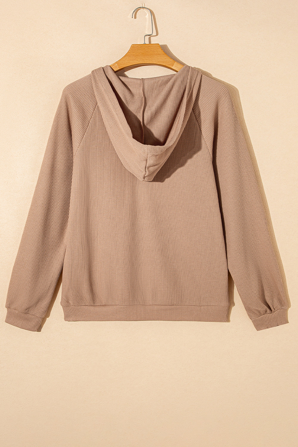 Smoke Gray Waffle Knit Half Zip Raglan Sleeve Top