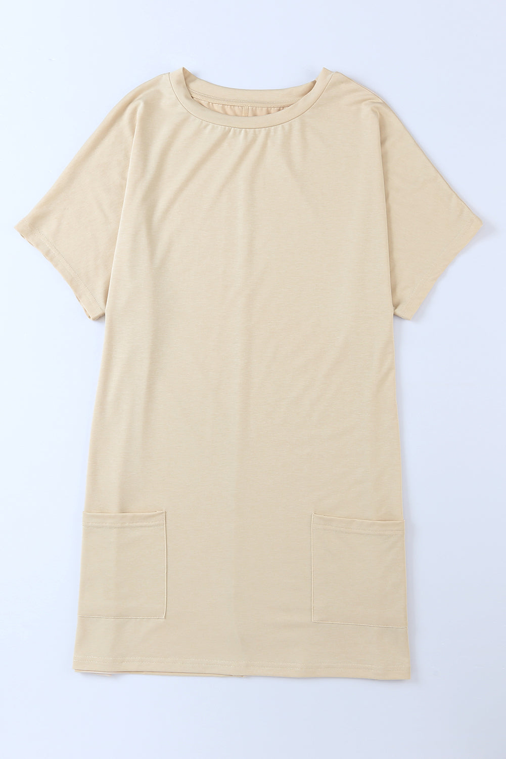 Khaki Side Pockets Short Sleeve Tunic Top