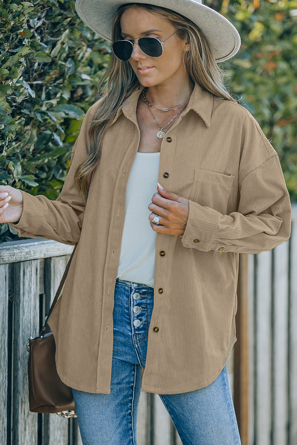 Khaki Corduroy Button Pocket Shirt