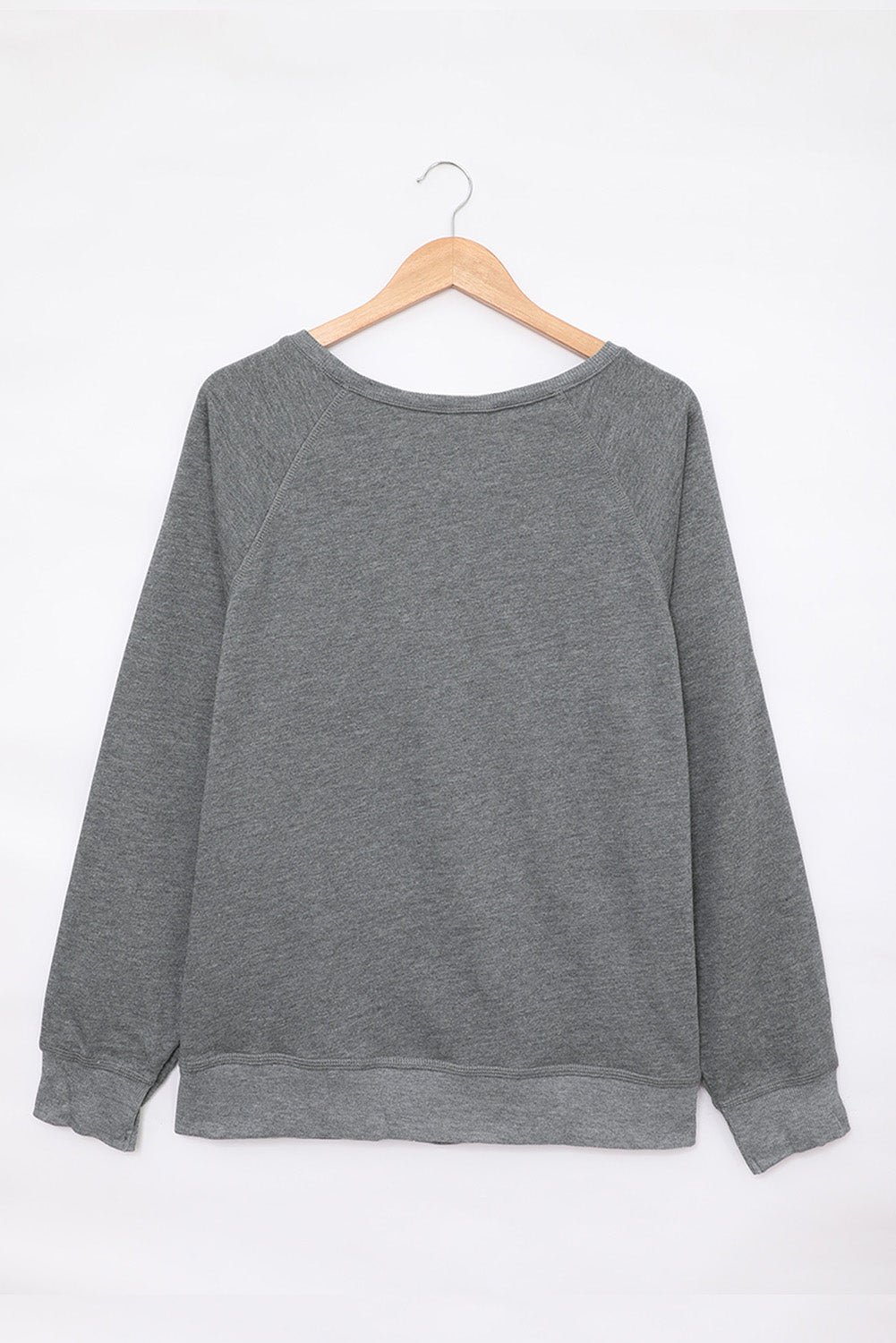 Gray French Terry Cotton Blend Pullover Sweatshirt