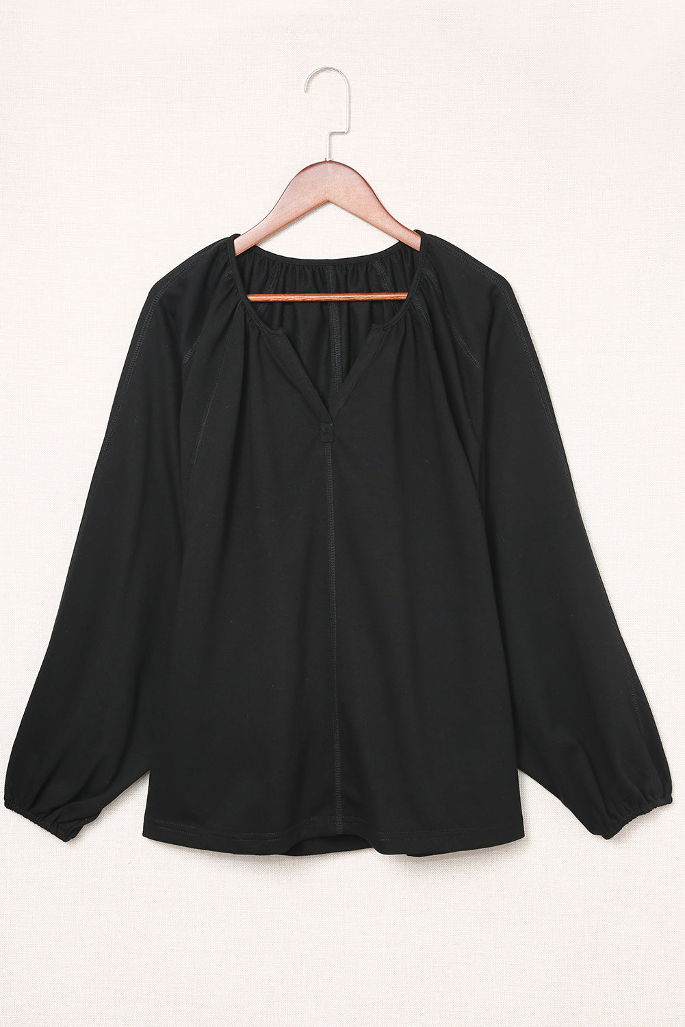 Black Split V Neck Dolman Top