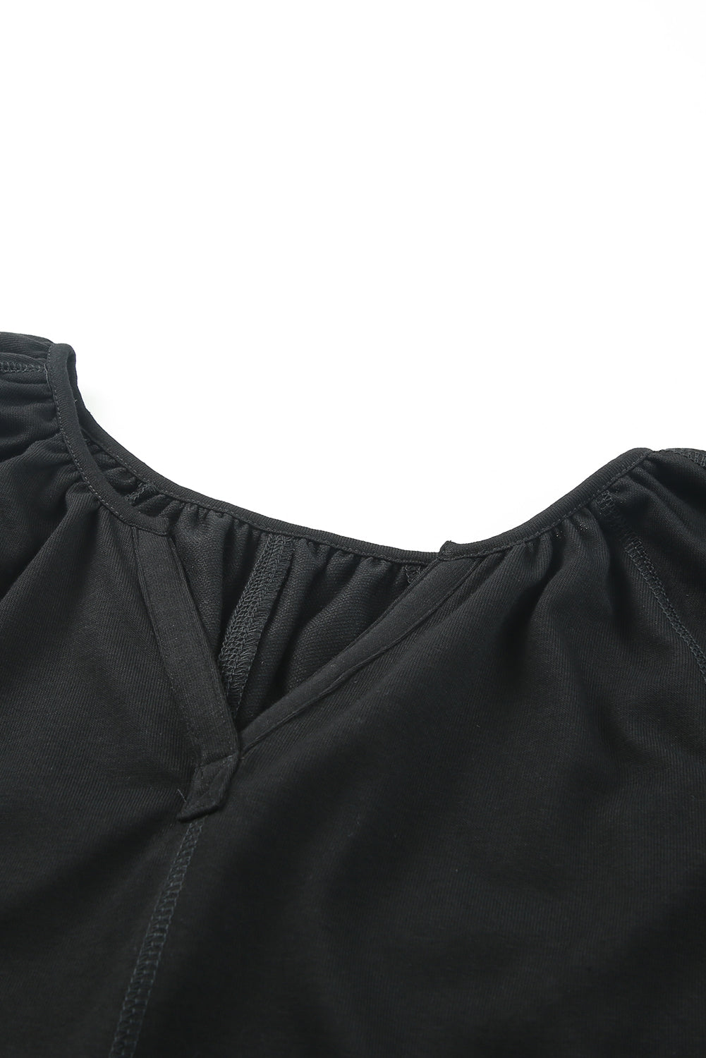 Black Split V Neck Dolman Top