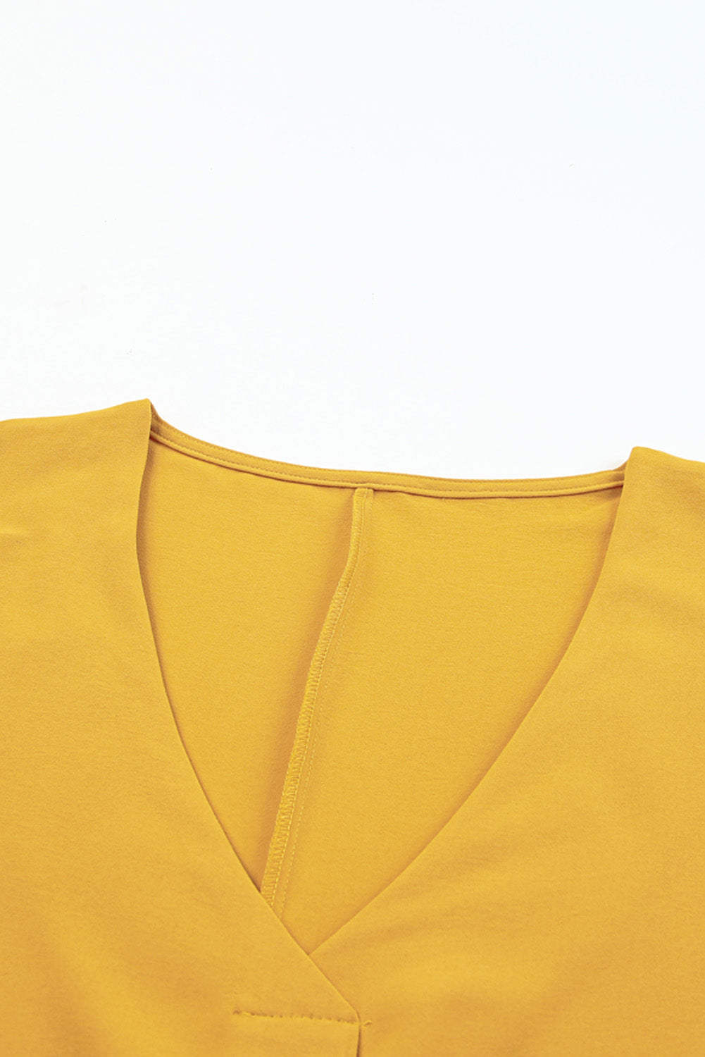 Yellow V Neck 3/4 Sleeve High Low Hem Shirt