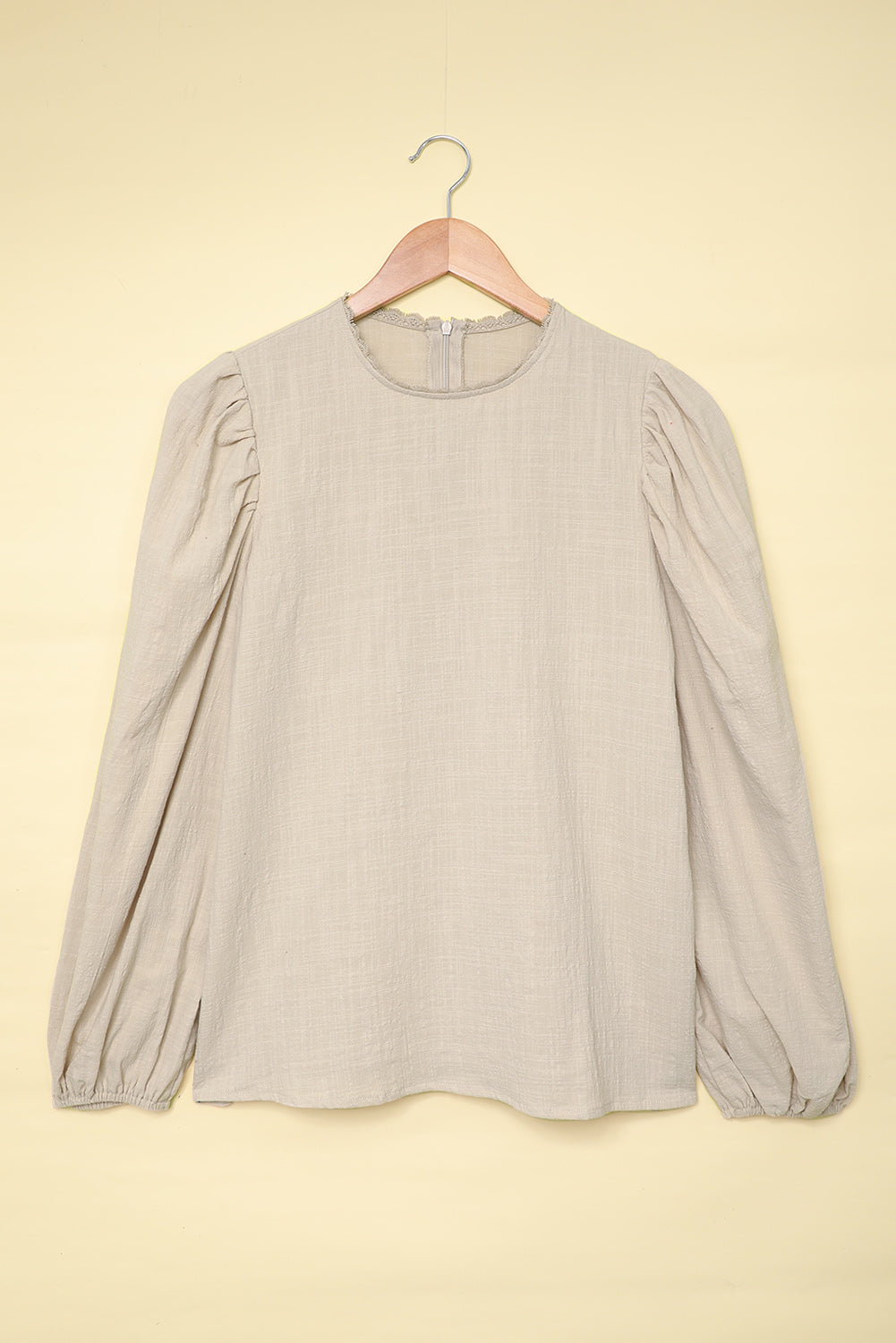 Billowed Sleeve Crew Neck Blouse