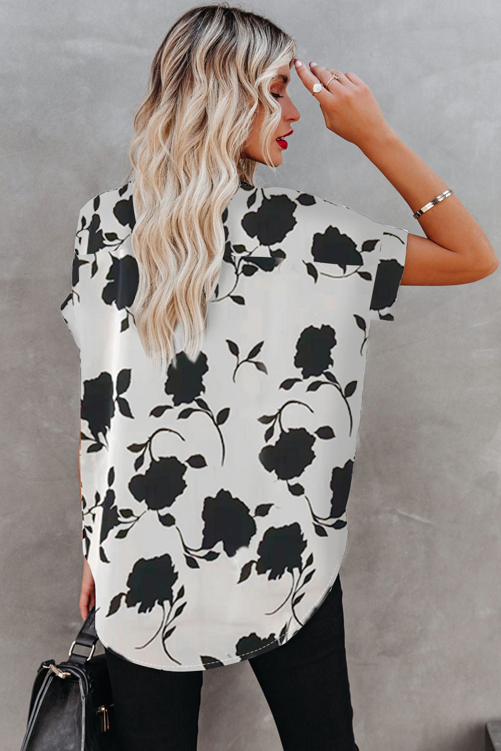 Floral Printed Short Sleeve Blouse