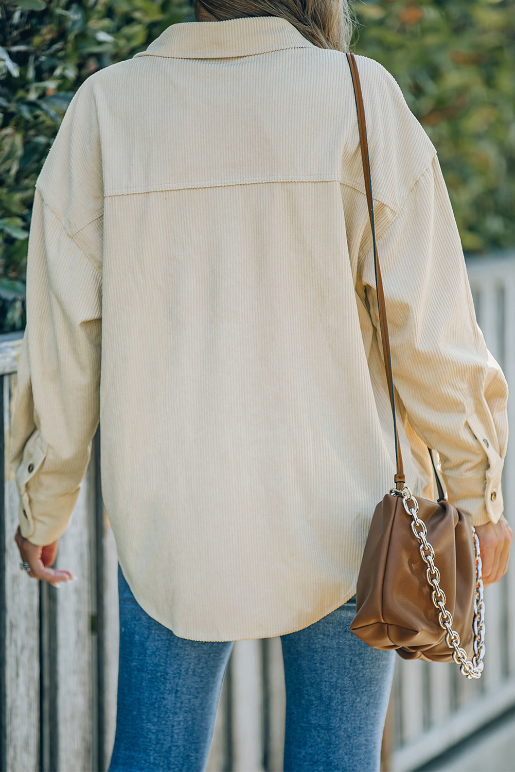 Beige Corduroy Button Pocket Shirt