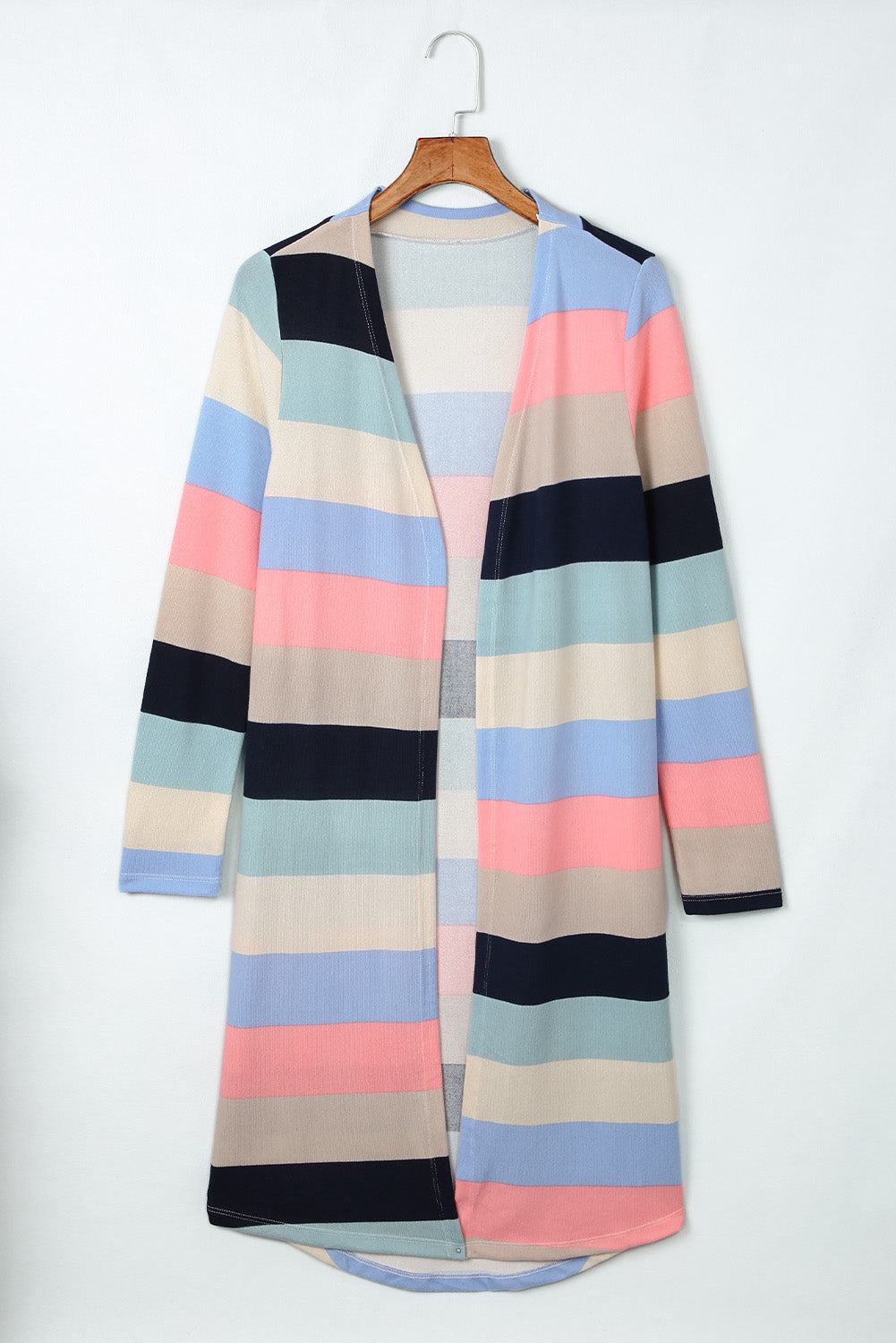 Multicolor Print Colorblock Long Cardigan