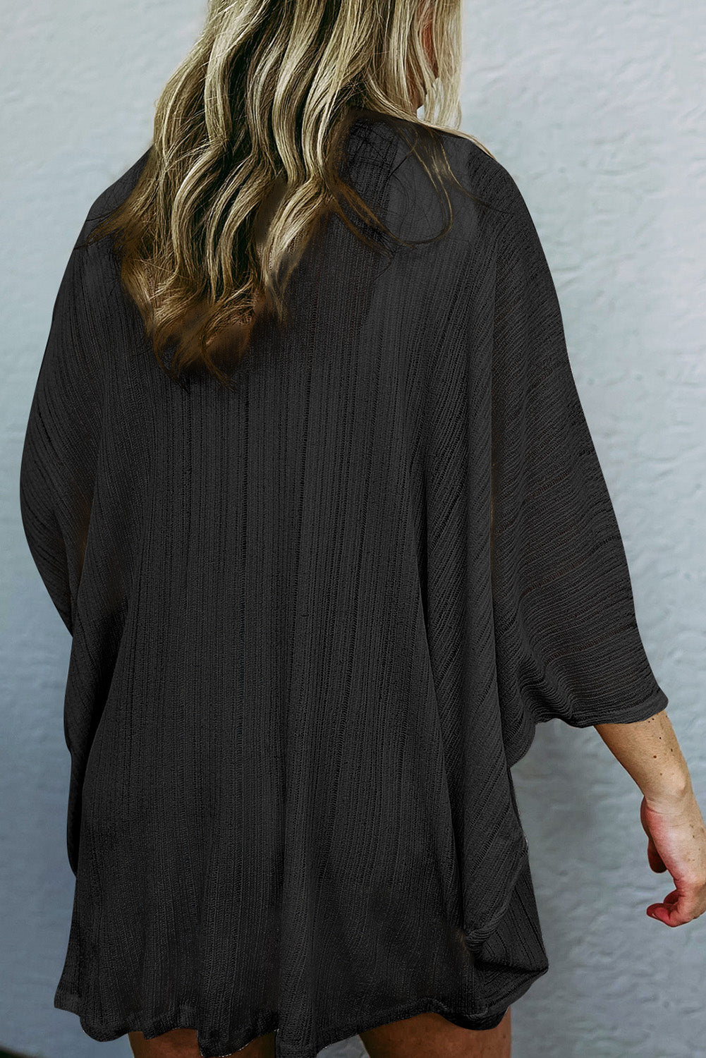 Black Sheer Lightweight Knit Long Sleeve Cardigan