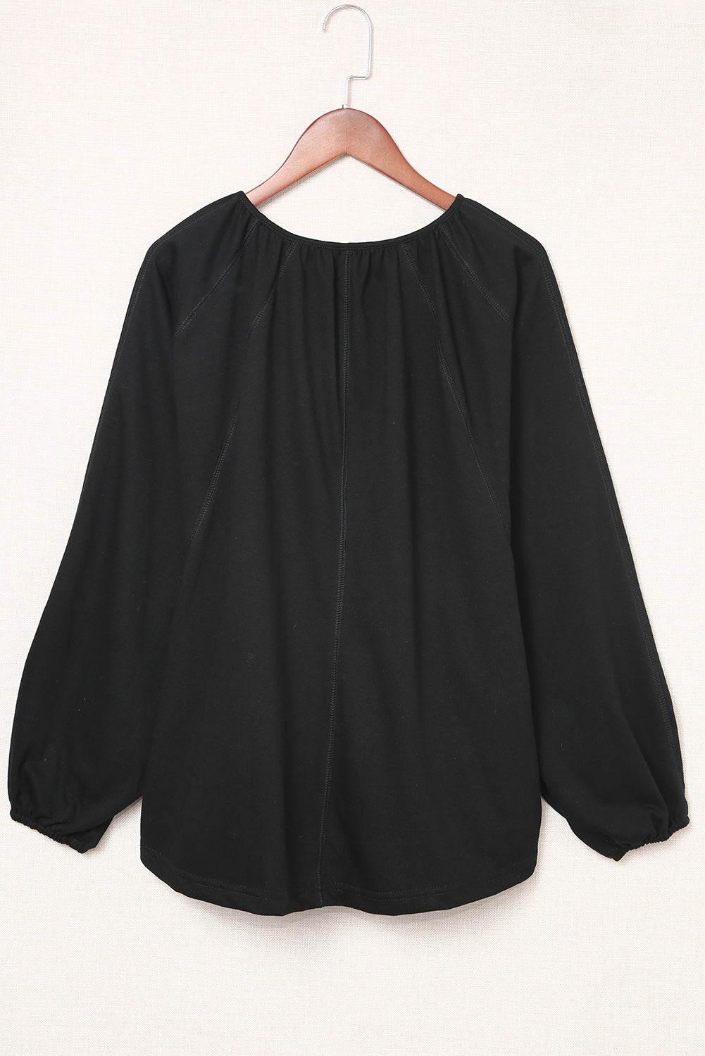 Black Split V Neck Dolman Top