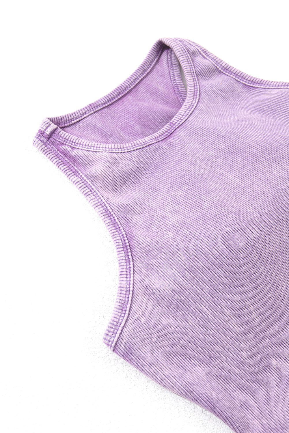 Tillandsia Purple Ribbed Mineral Wash Racerback Cropped Tank Top