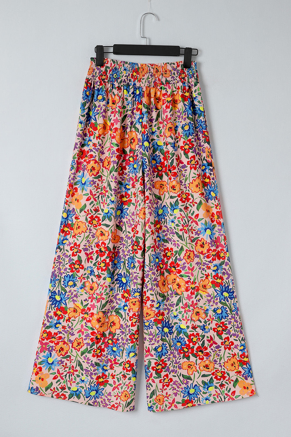 Multicolor Floral Print Pocketed Wide Leg Oversized Pants