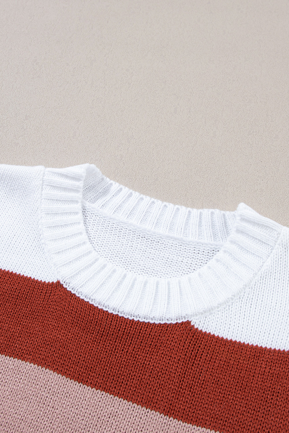 Red Stripe Cable Knit Drop Shoulder Sweater