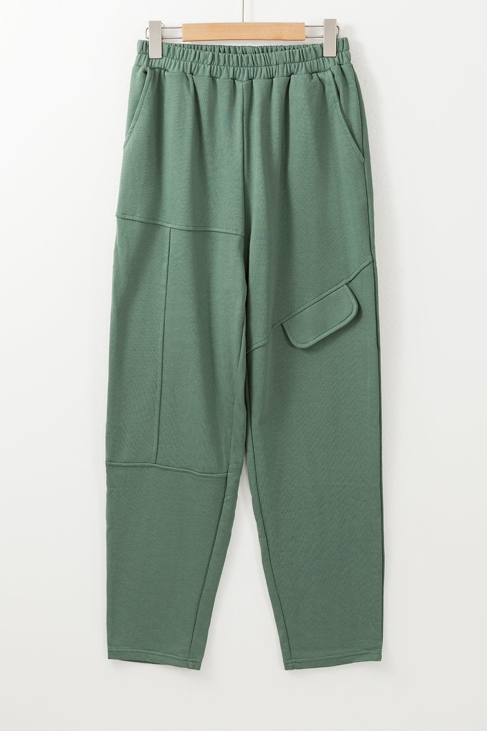 Mist Green Elastic Waist Cargo Pants