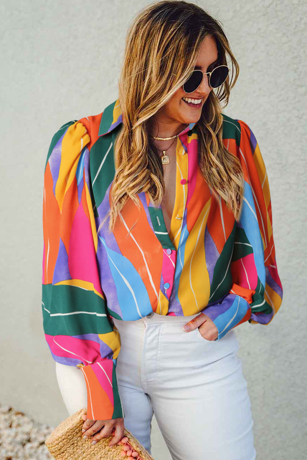 Multicolor Flora Print Plus Size Shirt