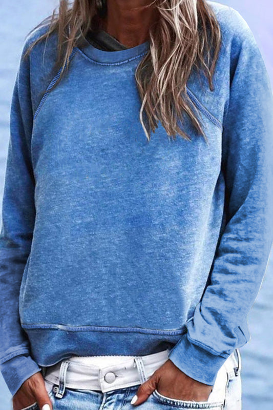 Sky Blue Crew Neck Long Sleeve Sweatshirt