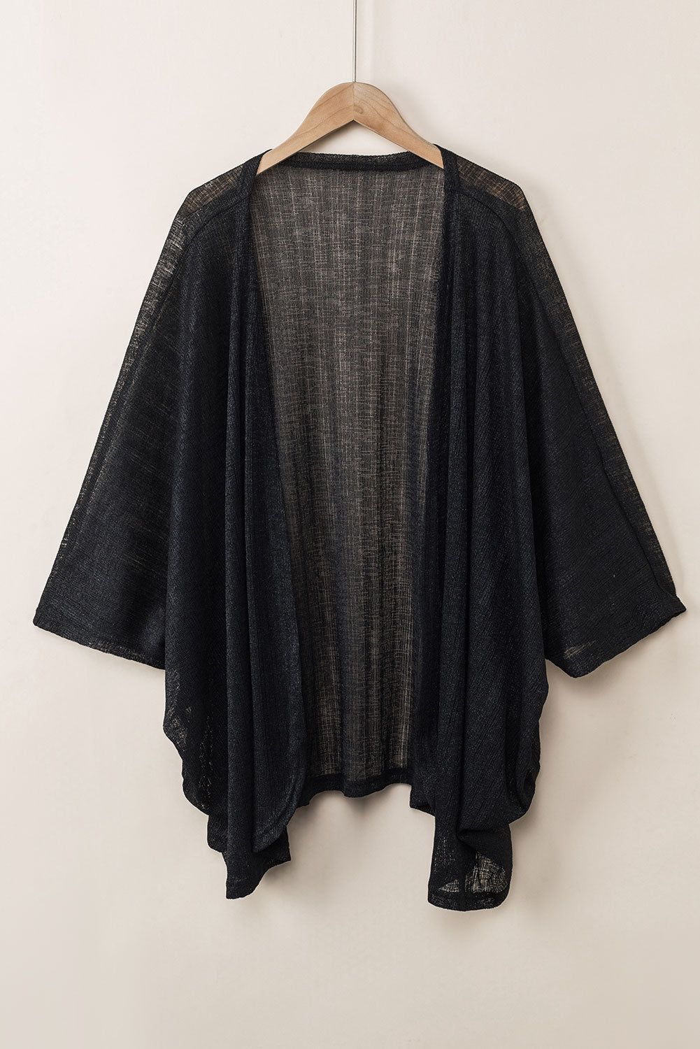 Black Sheer Lightweight Knit Long Sleeve Cardigan