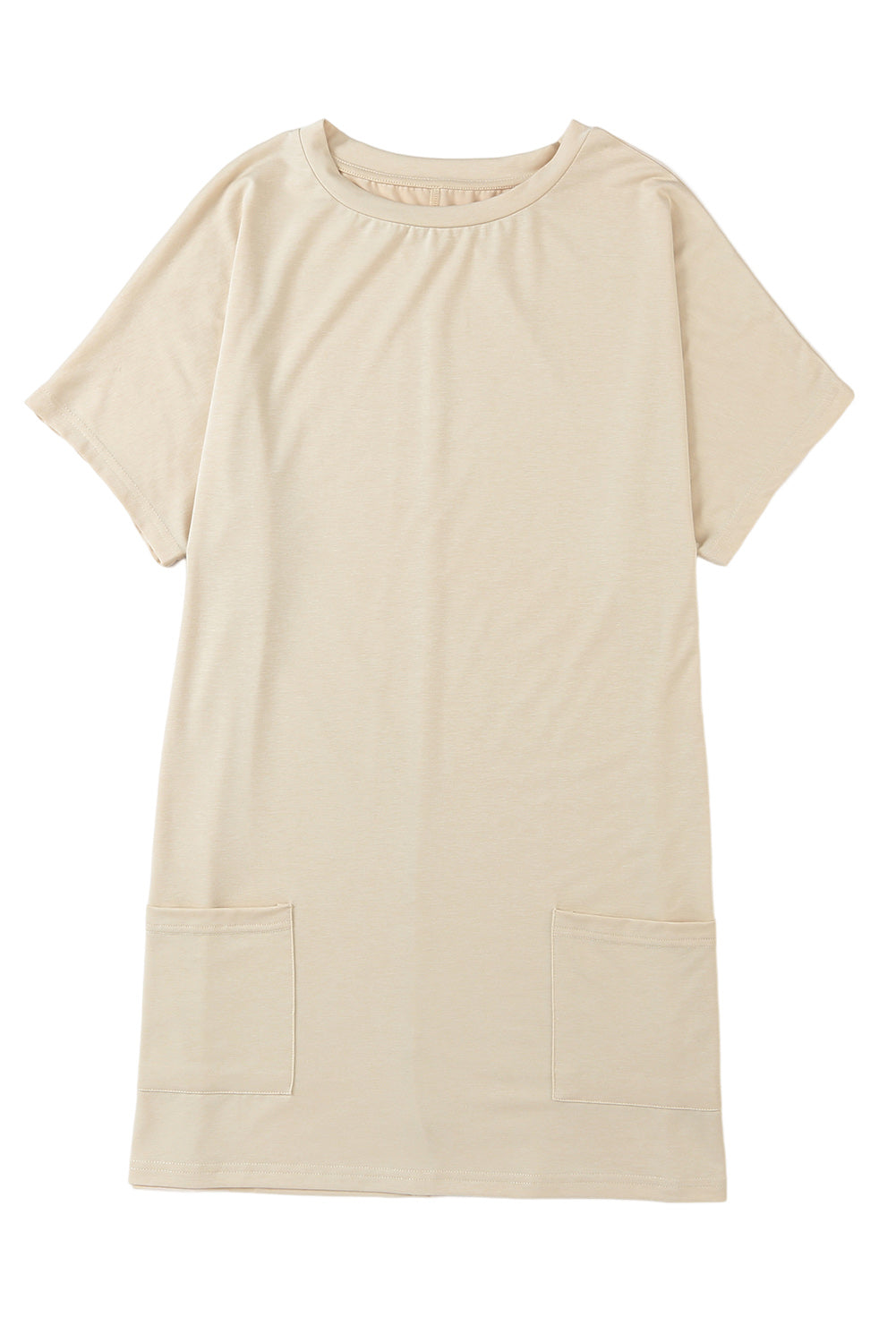 Khaki Side Pockets Short Sleeve Tunic Top