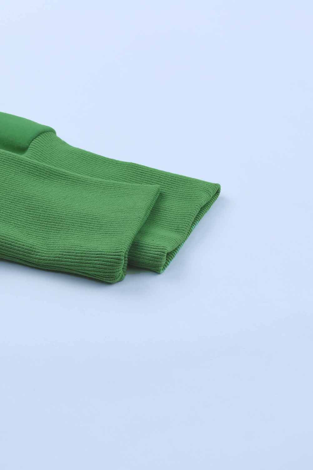 Green Batwing Sleeve Pocketed Henley Hoodie