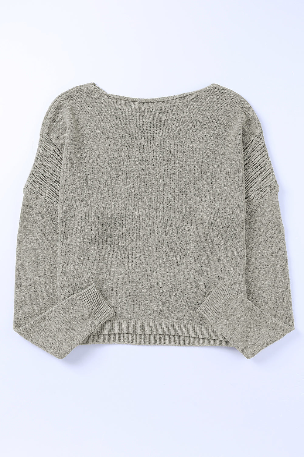 Gray Solid Drop Shoulder Pullover Sweater