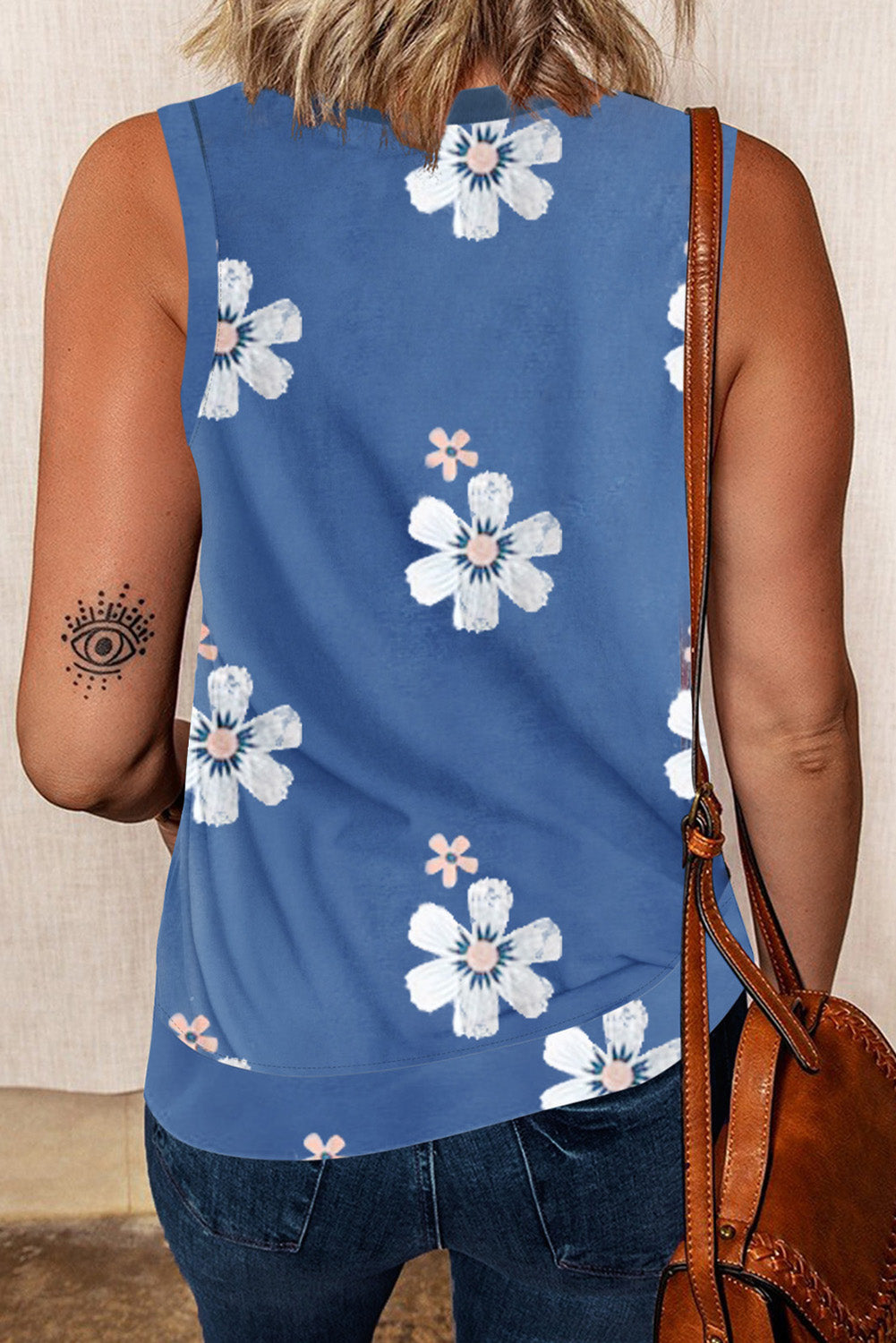 Sky Blue Crew Neck Tank Top