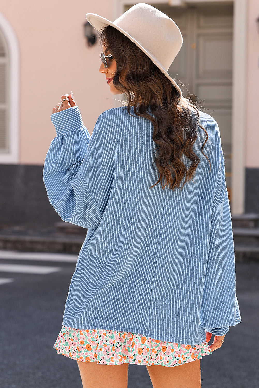 Ashleigh Blue Corded Drop Shoulder Baggy Sweatshirt