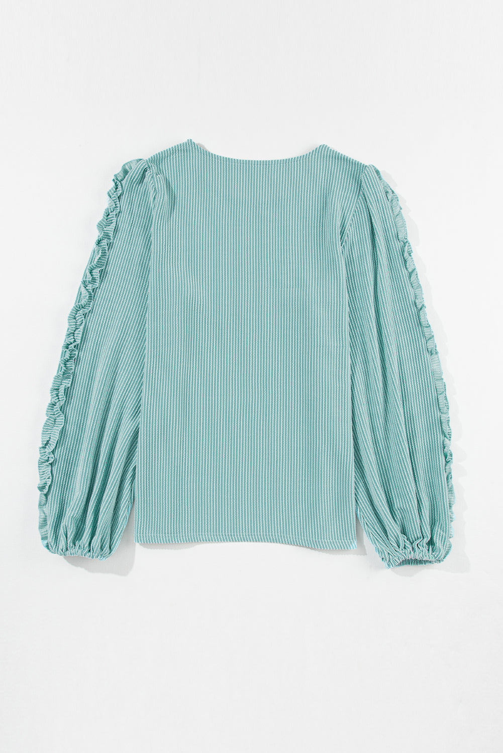 Moonlight Jade Ruffled Sleeve Corded Textured Blouse