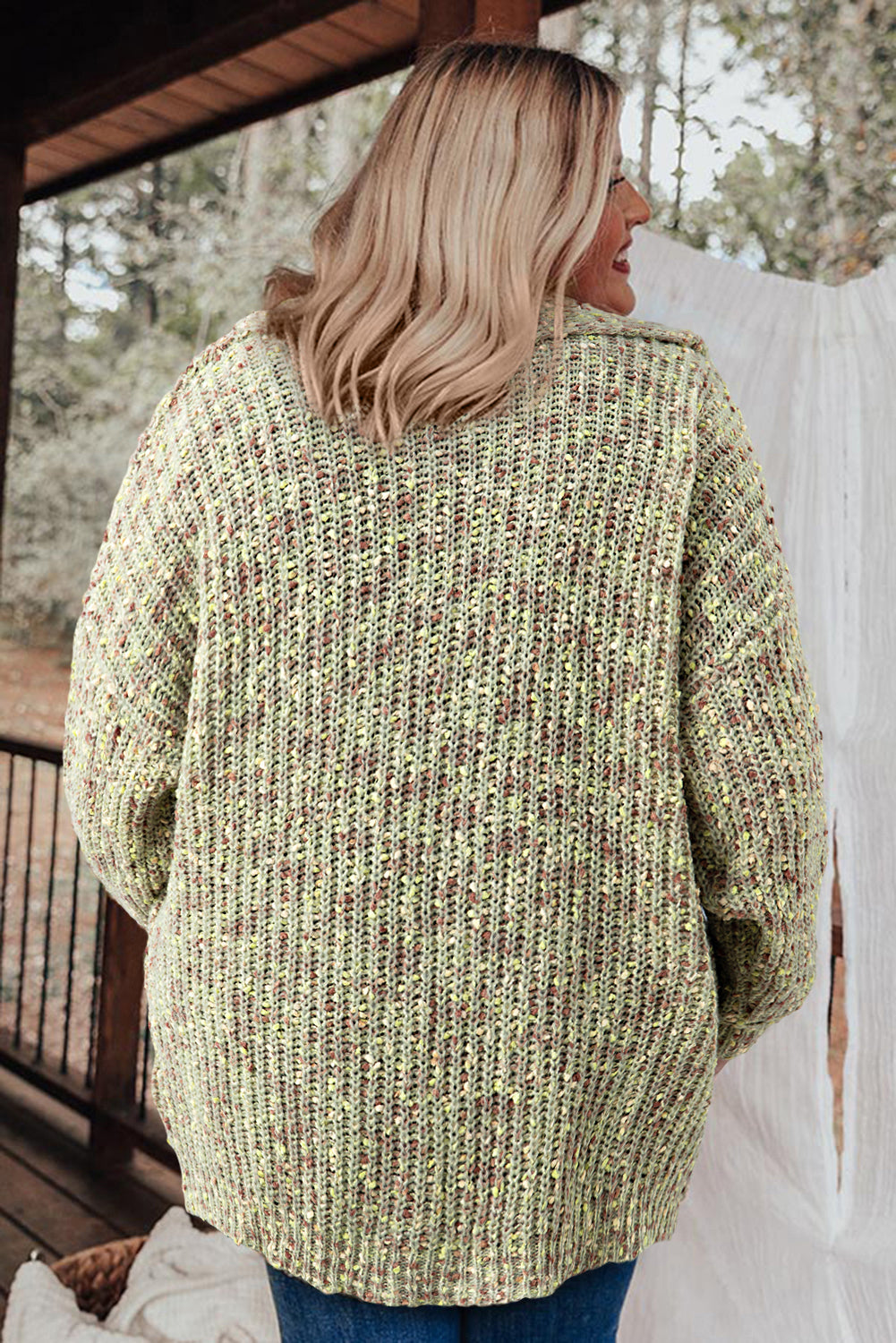 Sage Green Open Front Knit Plus Size Cozy Cardigan