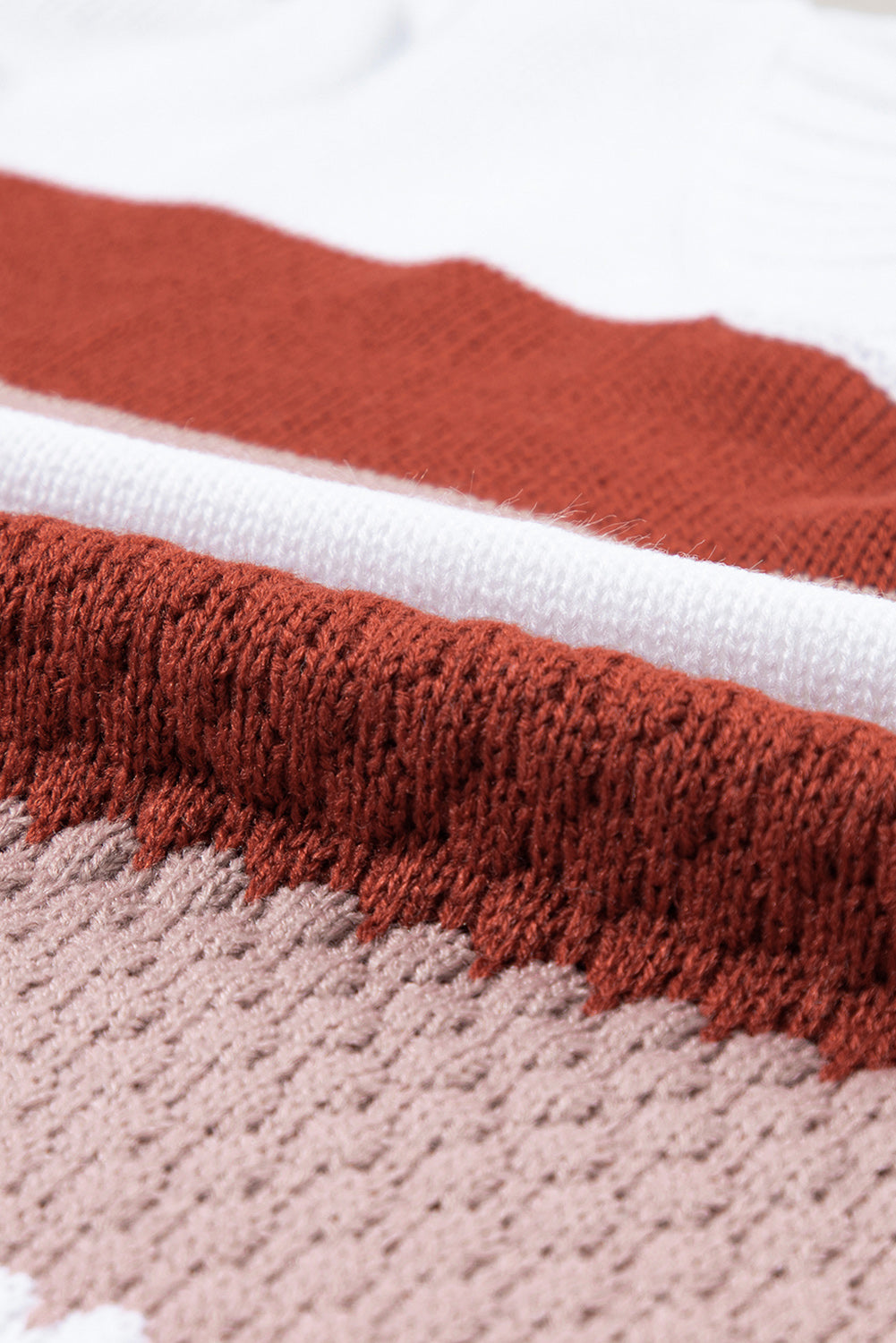 Red Stripe Cable Knit Drop Shoulder Sweater