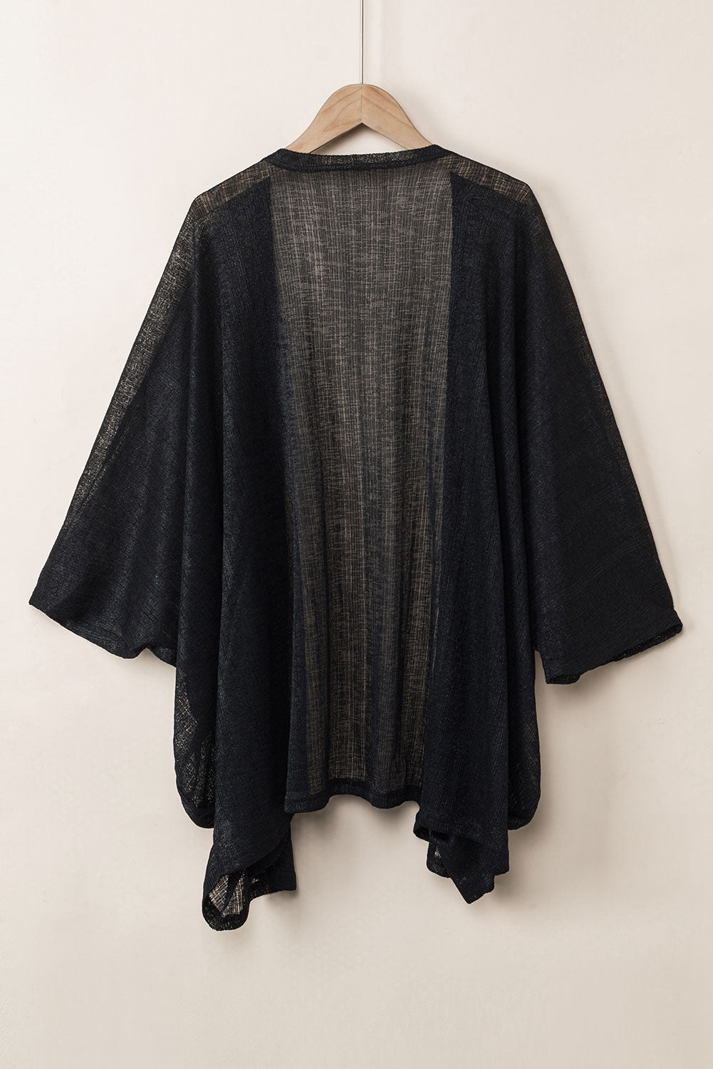 Black Sheer Lightweight Knit Long Sleeve Cardigan